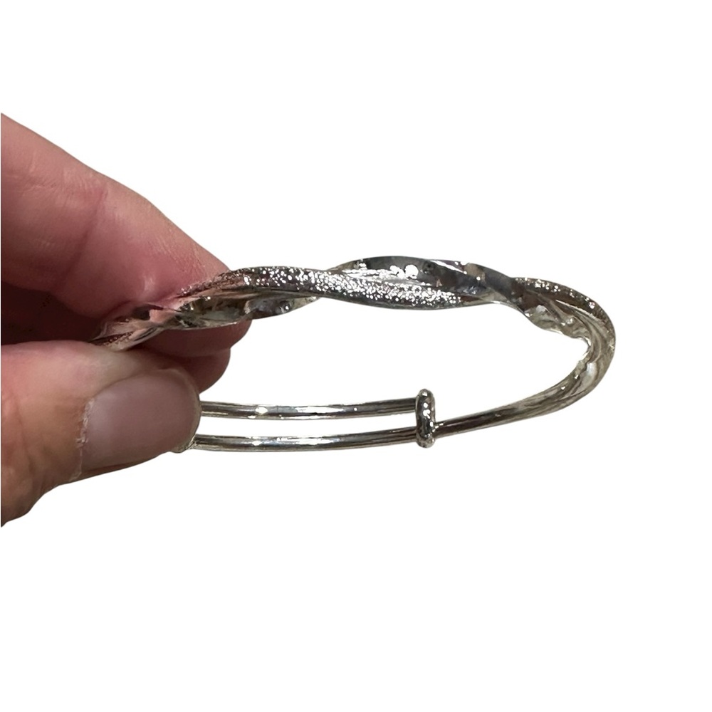 Silver Twist Bangle Stackable Bracelet - image 6